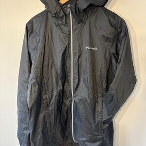 Columbia Black Hooded Jacket with Blue Accent